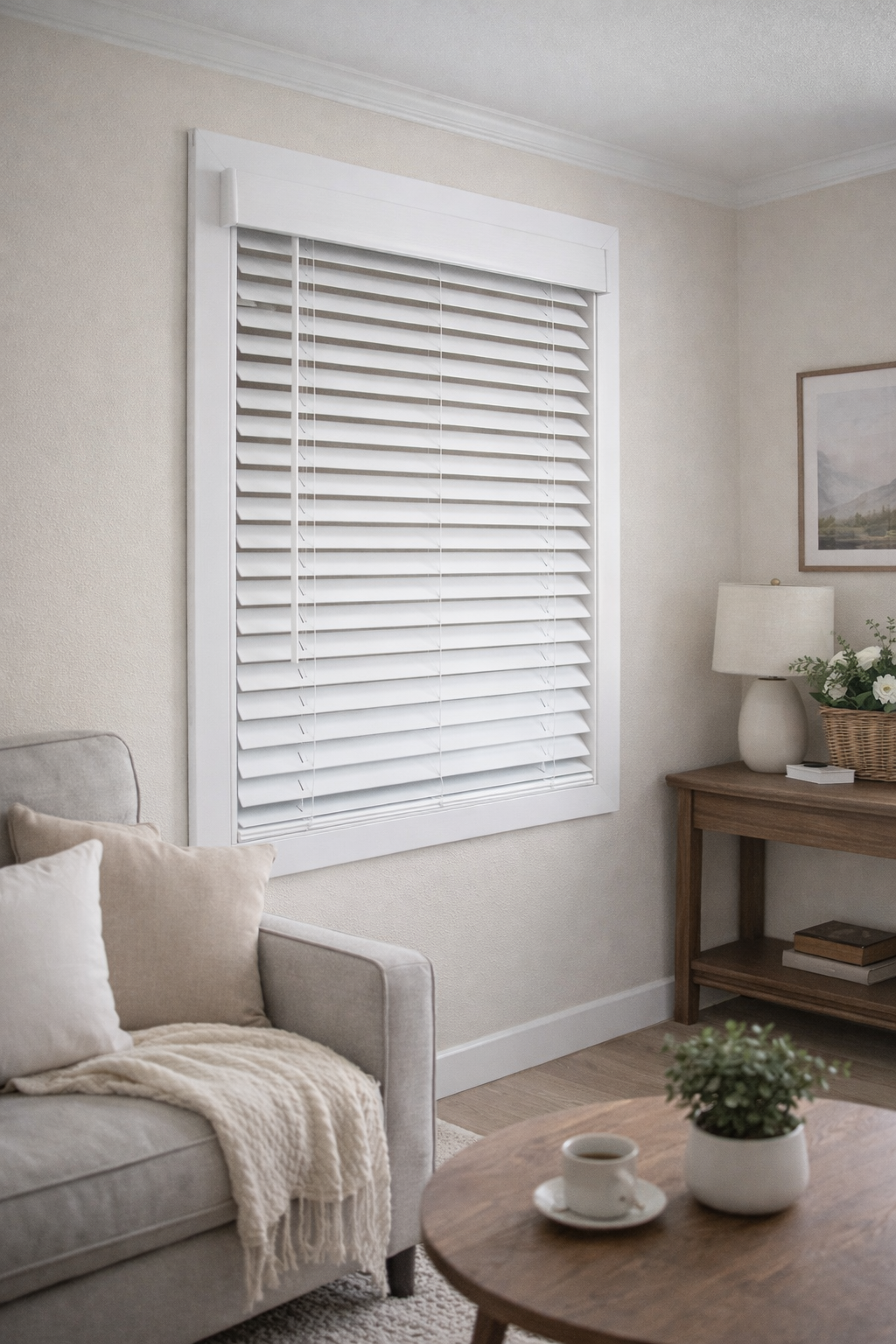 2” Faux Wood Blinds – Smooth White